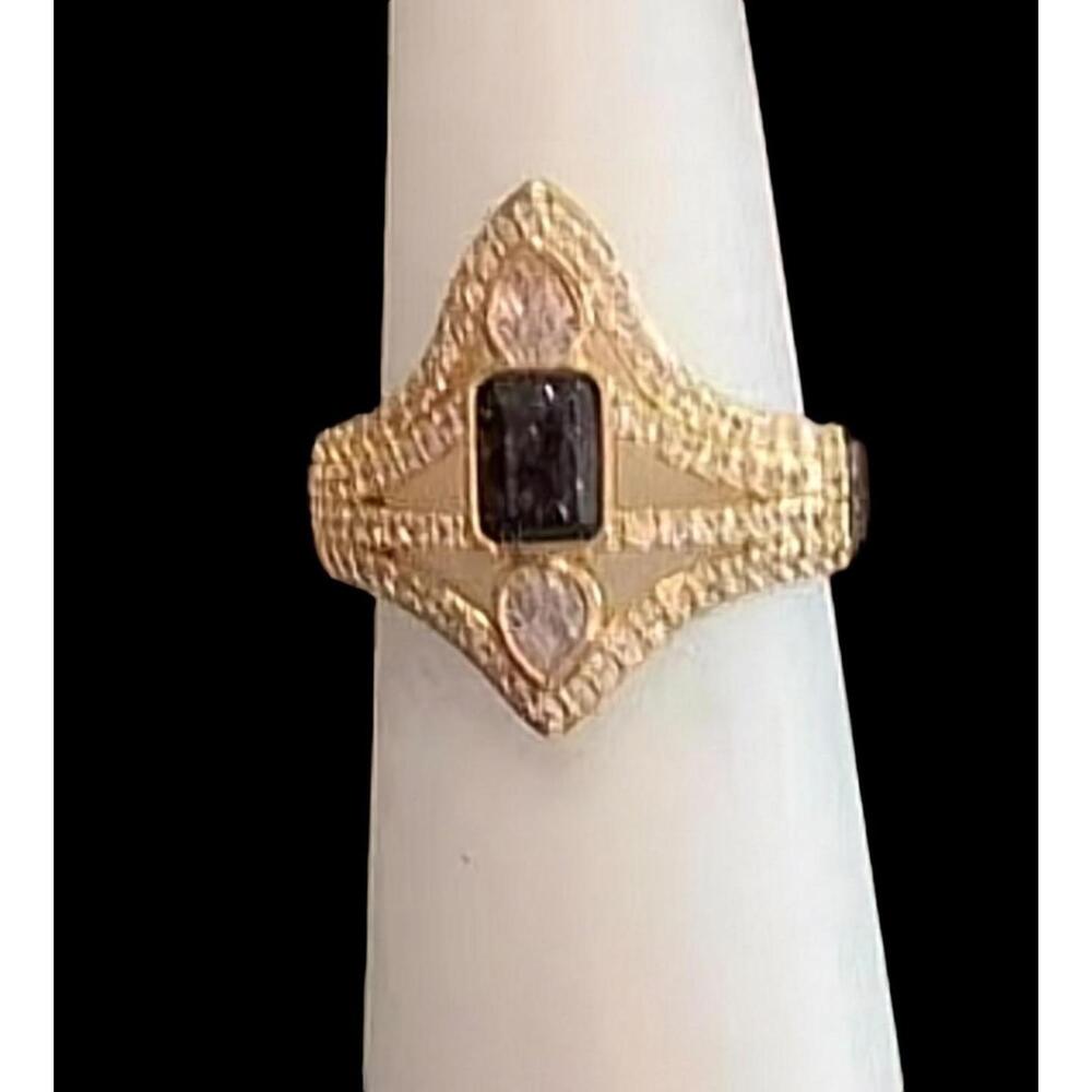Bomb Party UNTAMED Ring Size 7 RG15807 "Snarl Softly" Black on Gold